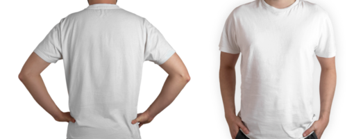 modelo isolado de frente e verso vestindo camiseta branca png