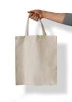 Isolated white tote bag handled png