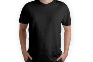 Isolated model with black t-shirt front view png