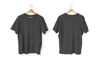 isolerad förpackning med svart t-shirt framifrån och bakifrån png