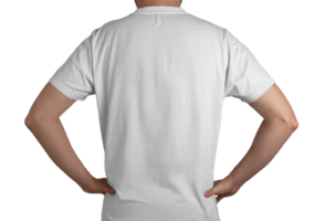 Isolated model back with white t-shirt png