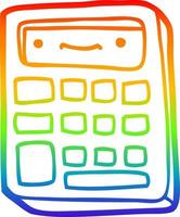 rainbow gradient line drawing cartoon calculator vector