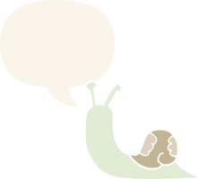 cartoon snail and speech bubble in retro style vector
