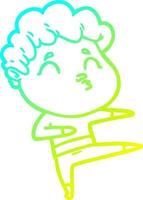 cold gradient line drawing cartoon man pouting vector