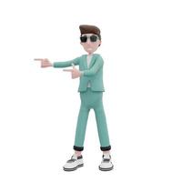 3d rendering businessman pointing to the right pose photo