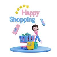 3d rendering female character online shop illustration photo