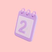 3d 2 days calender icon object photo