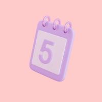 3d 5 days calender icon object photo