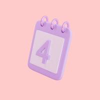 3d 4 days calender icon object photo