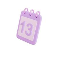 3d 13 days calender icon object photo