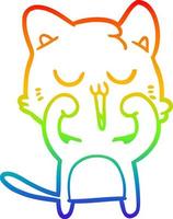 rainbow gradient line drawing cartoon cat singing vector