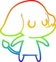 rainbow gradient line drawing cute cartoon elephant vector