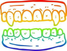 arco iris gradiente línea dibujo dibujos animados dientes de vampiro vector