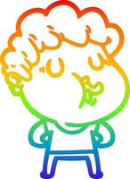 rainbow gradient line drawing cartoon man pulling face vector