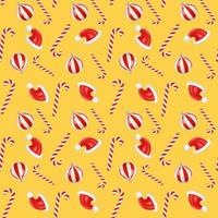 New Year seamless pattern of Christmas toys on a yellow background 3d render photo