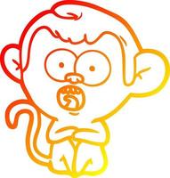 warm gradient line drawing cartoon shocked monkey vector