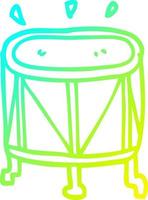 cold gradient line drawing cartoon drum on stand vector