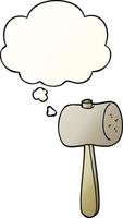 cartoon mallet and thought bubble in smooth gradient style vector