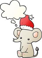 cute christmas elephant and thought bubble in smooth gradient style vector