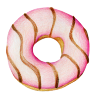 Round donut with pink fruit glaze, top view png