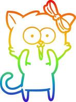 rainbow gradient line drawing cartoon cat vector