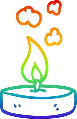 rainbow gradient line drawing cartoon small candle