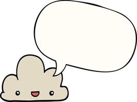 cartoon tiny happy cloud and speech bubble vector