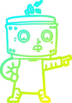 cold gradient line drawing cartoon robot pointing vector