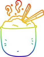 rainbow gradient line drawing cartoon bowl of rice vector