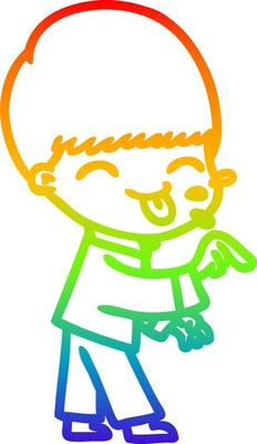 rainbow gradient line drawing cartoon boy
