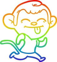 rainbow gradient line drawing funny cartoon monkey vector