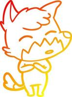 warm gradient line drawing cartoon fox vector