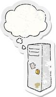 cartoon locker and thought bubble as a distressed worn sticker vector