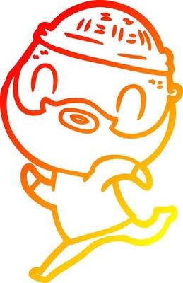 warm gradient line drawing cartoon bearded man