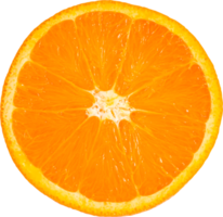 fundo de transparência fatiado de fruta meia laranja. objeto de fruta. vista superior png