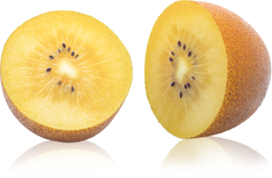 Fondo de transparencia de rebanada de fruta de kiwi dorado. Objeto de fruta. png