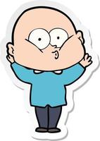 sticker of a cartoon bald man staring vector