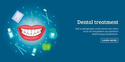 Dental treatment banner horizontal, cartoon style vector