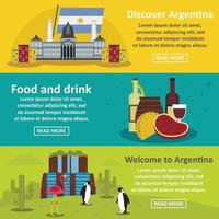 Argentina travel banner horizontal set, flat style vector