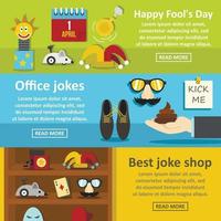 Fools day banner horizontal set, flat style vector