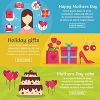 Mothers day banner horizontal set, flat style vector