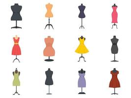 Mannequin icons set flat vector isolated