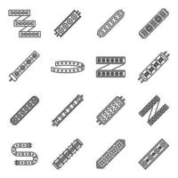 Led strip lights icons set outline vector. Module led vector