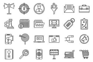 Remarketing strategy icons set, outline style vector