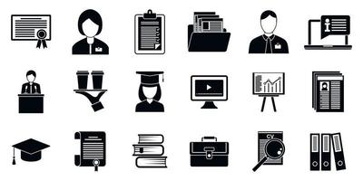 Internship job icons set, simple style vector