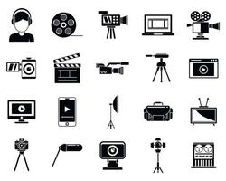 Broadcasting cameraman icons set, simple style vector