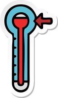 sticker of a cute cartoon glass thermometer vector