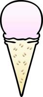 quirky gradient shaded cartoon strawberry ice cream cone vector