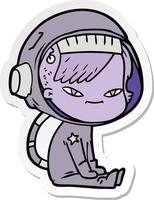 sticker of a cartoon astronaut woman vector