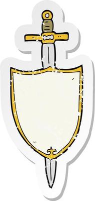 retro distressed sticker of a cartoon heraldic shield